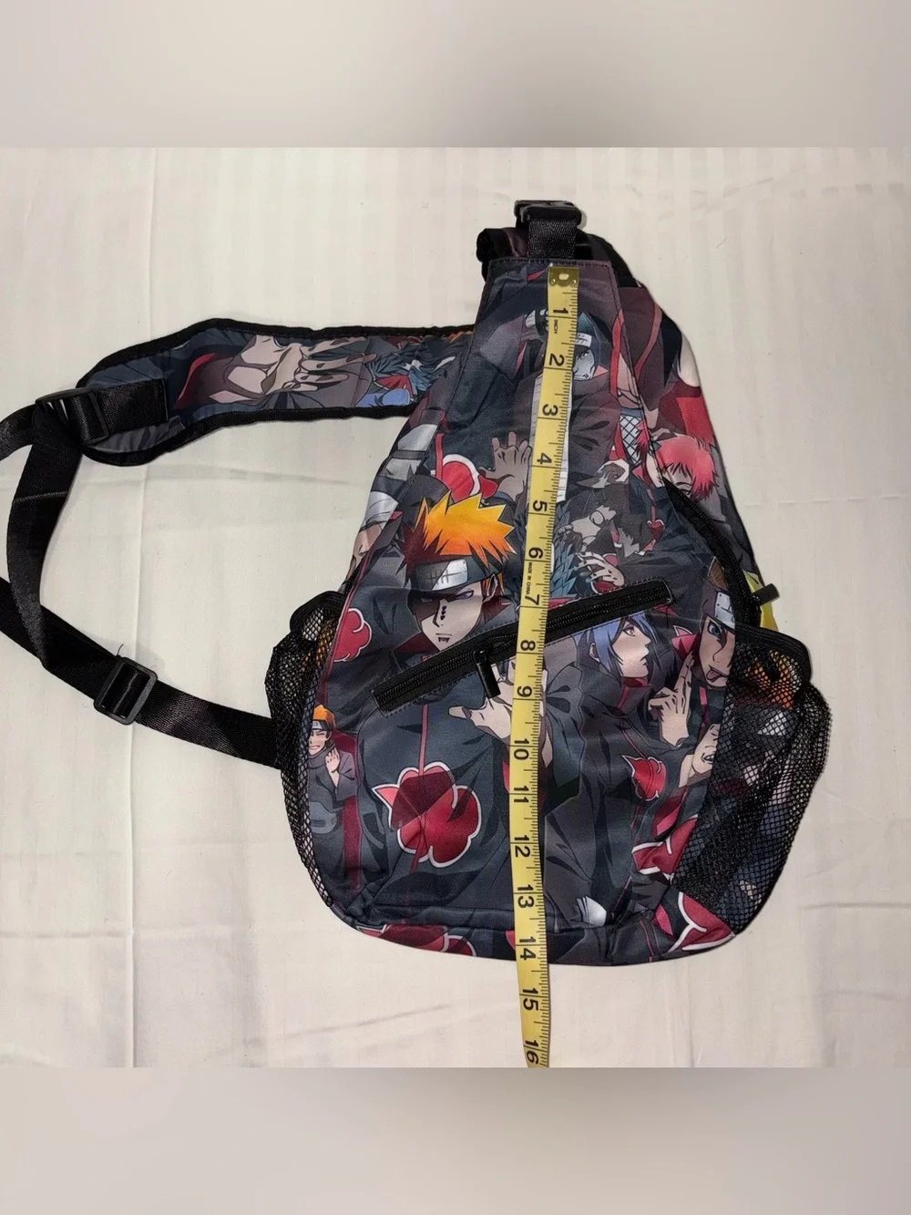 New! 2 Piece Anime Naruto Print Black Backpack And Sling Bag